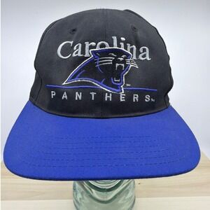 Vintage Carolina Panthers Snapback Hat Eastport Team NFL Black Blue 90s USA Made